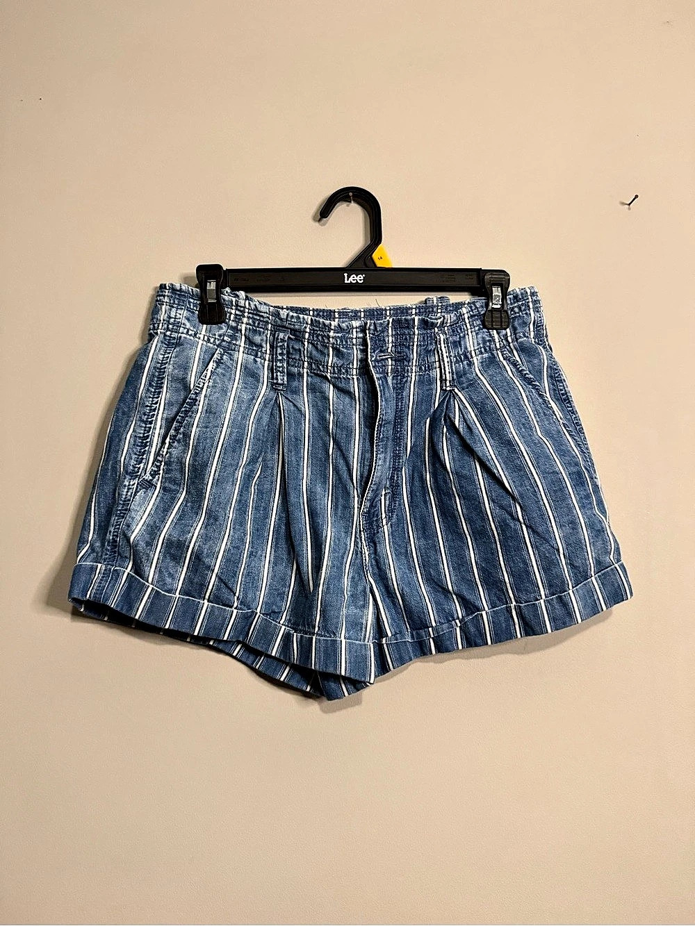 American Eagle Striped Denim Shorts in Blue & White Size 6